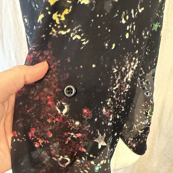 Sheer Black Button Down Celestial Top By Red Snap Size Small Stars Space Artsy - Picture 9 of 15